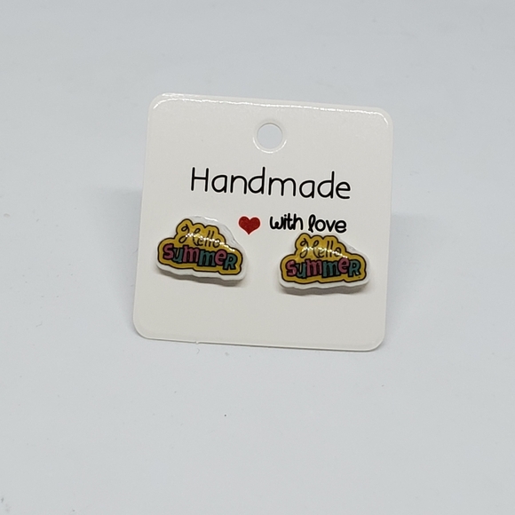 3/$20 Shrinky Dink Hello Summer Stud Earrings - Picture 2 of 6